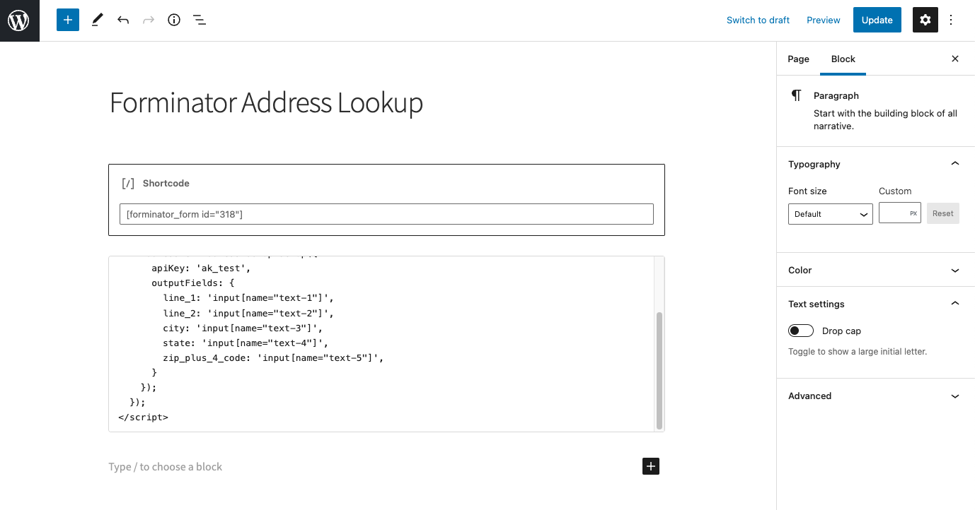 initialize Address Lookup
