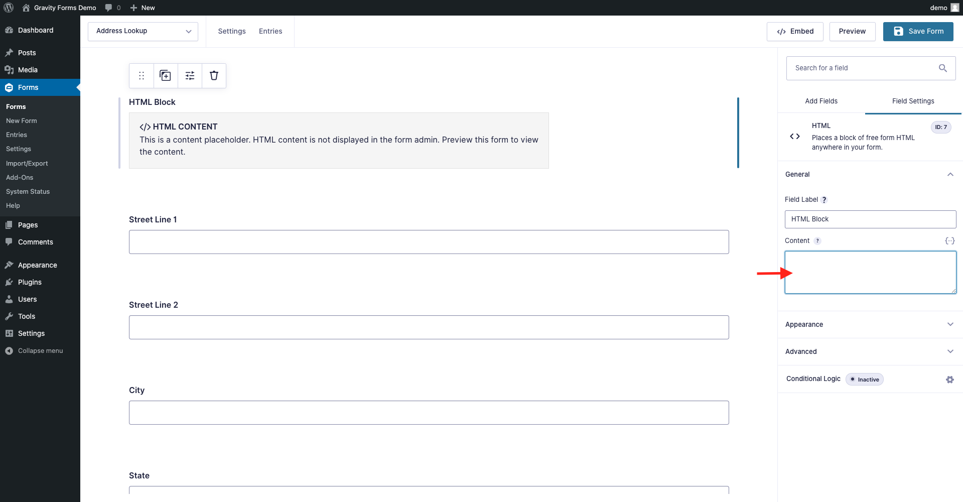 Configure Address Lookup fields-screenshot