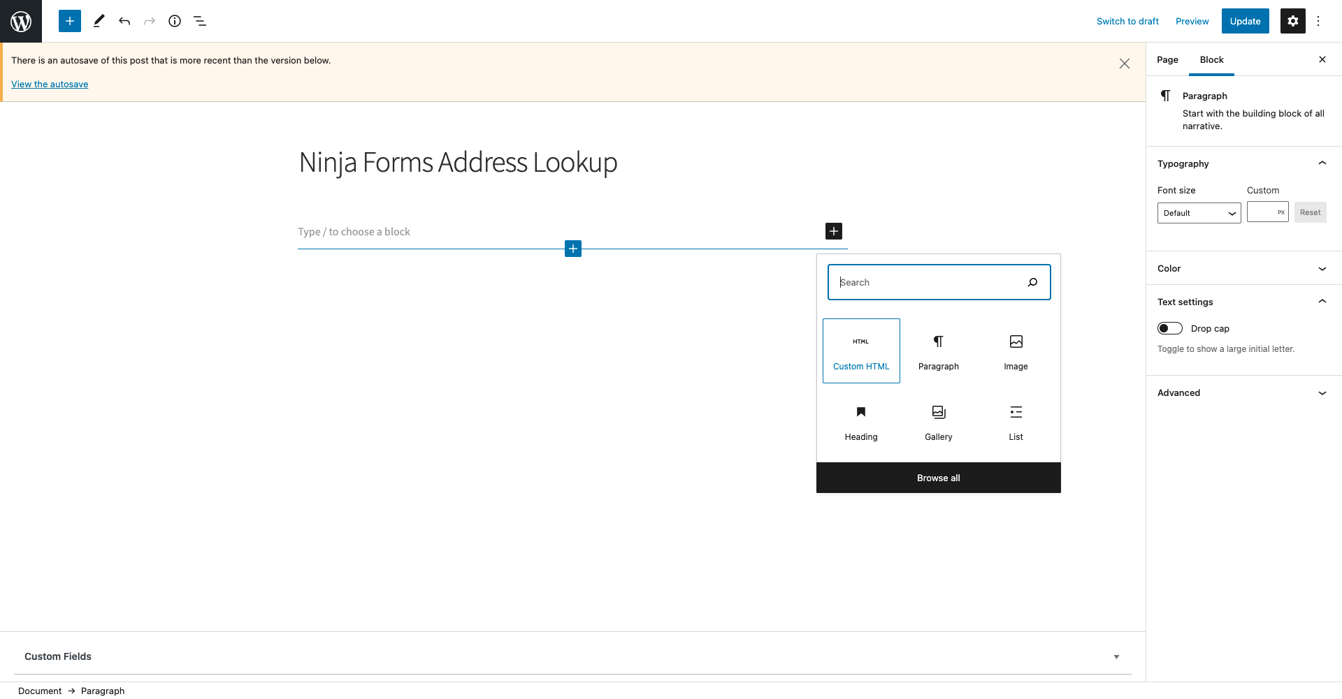 Custom HTML block-screenshot