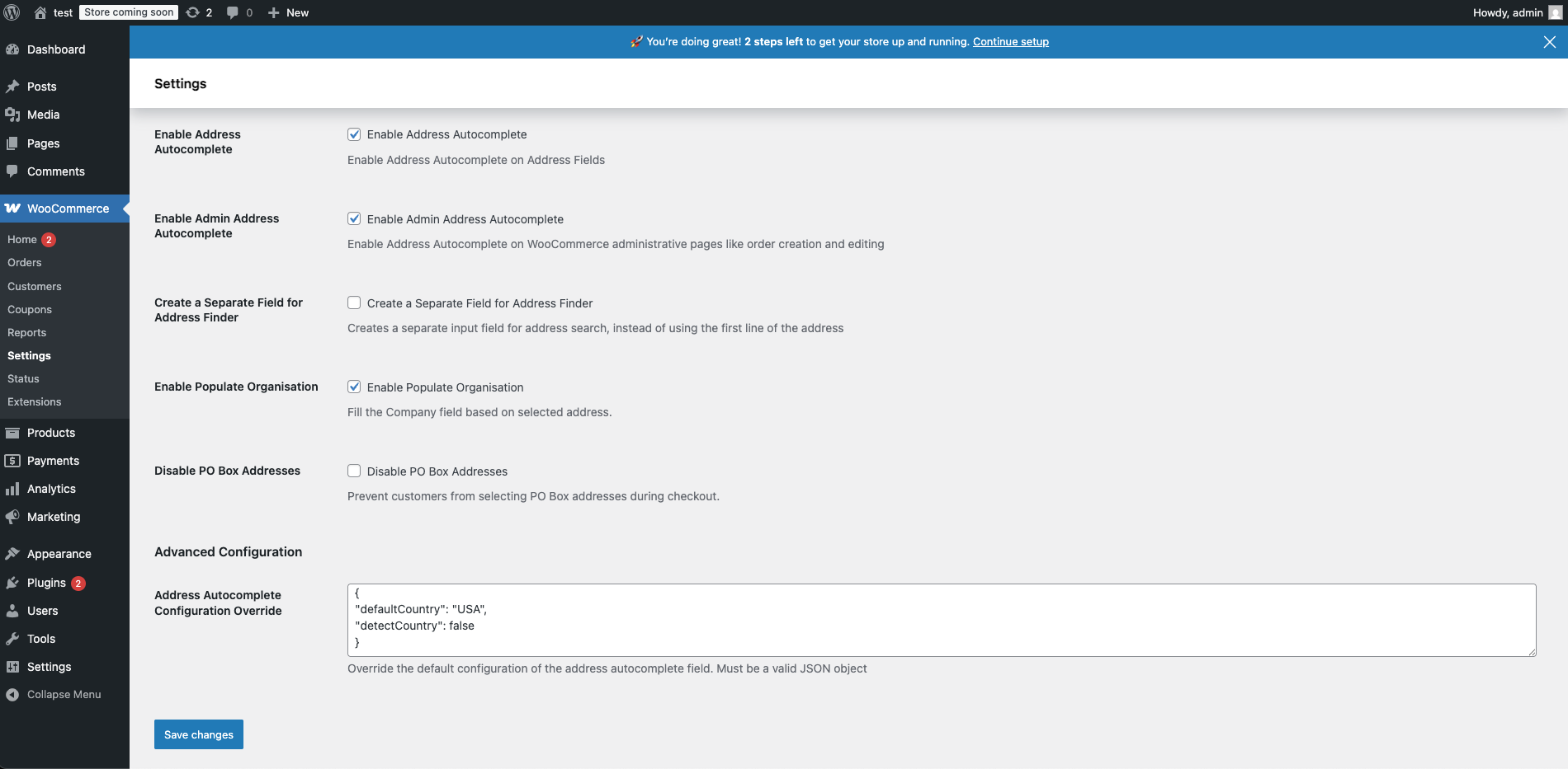 Configuring advanced settings-screenshot